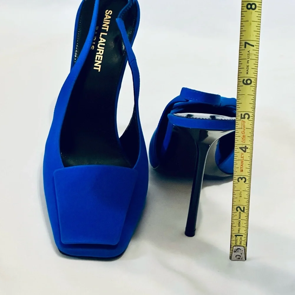 Saint Laurent YSL Satin Slingback Heels - Picture 12 of 12